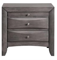 Elements Emily Grey 3 Drawer Nightstand in Gray