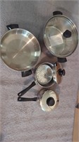 WearEver pans (2) and Estia pans (2) - one with