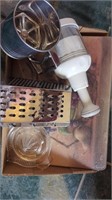 Lot of kitchen items including a sifter, a