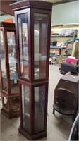 OVER 6FT TALL LIGHT UP CORNER CURIO CABINET