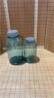 Quart and half gallon blue ball jars with zinc