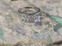 Sterling Engagement Ring Wedding Set Size 6.75