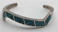 Turquoise Inlaid Sterling Silver Cuff Bracelet