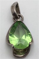 Sterling Silver Pendant With Light Green Stone