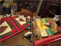 GROUP OF CHRISTMAS WRAP, TABLE RUNNERS AND MORE