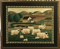 Sheep Scene Oil On Canvas