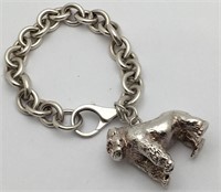 Sterling Silver Bracelet With Large Monkey Charm