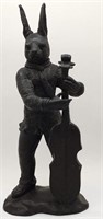 Bronze Rabbit With Cello Sculpture