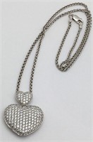 Sterling Silver And Crystal Heart Pendant Necklace