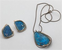 Sterling Pendant Necklace & Matching Earrings