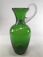 Vintage Green Glass Pitcher With Applied Handle