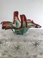 Art Glass Murano Style Dish 8" Long
