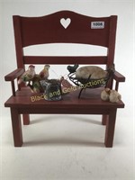 Wood Bench With Birds  12" long/14" Tall