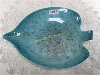 Art Glass Dish Murano Style 12" Long
