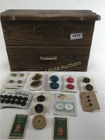 Vintage Plastic Sewing Container/ Buttons