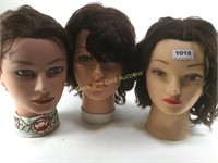 Plastic Display Heads With Hair 11" Tall 3 Count
