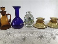 Art Glass Vases, Vintage Candle Stick Holder