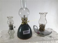 Pottery, Vintage Kerosene Lamps With Shades 3
