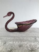 Viking Swan Art Glass 8" Long