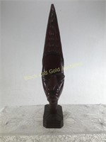 African Tribal Hand Carved Head 14" Tall
