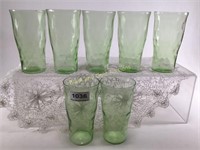 Depression Green Drinking Glasses 5" 7 Count