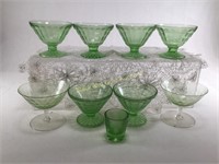 Depression Green Sherbet Dishes 9 Count