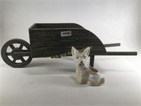 Wood Wheel Barrel & Vintage Scottie Dog Planter