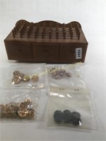 Vintage Plastic Sewing Thread Box With Buttons