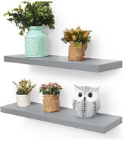 New pair of grey floating wall shelves 24 inch