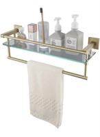 New glass & brushed gold bathroom shelf
