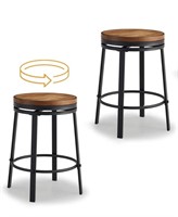 Oulluo pair of brown wooden counter stools