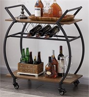 LVB bar cart wine rack rustic oak and black