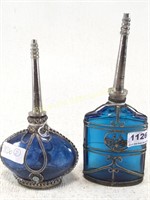 (2) Cobalt Blue Handmade Moroccan Perfume Bottles
