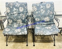 Pair of Metal Patio Chairs & Cushions