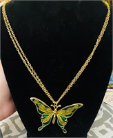 Beautiful Enameled Butterfly Necklace