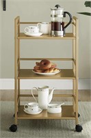 Gold color 3 tier Rolling bar cart w wheels