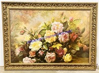 Large Ornately Framed Floral Print (52 x 38)