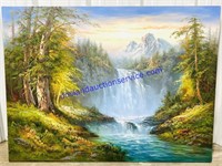 Large Painted Waterfall Canvas Print (48 x 36)