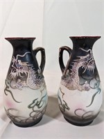 2 Hand Painted Dragon Pitchers Vintage (Japan)