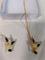 Hummingbird pin and necklace