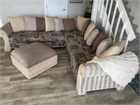 3 Pc Wicker/Ratttan Sectional with Ottoman