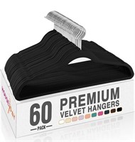 New HOUSE DAY Black Velvet Hangers 60 Pack,