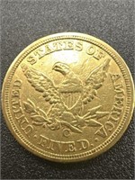 1859 Liberty Head Gold Eagle $5 Coin 8.35 grams