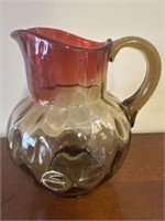 Vintage Amberina glass 8" handblown glass pitcher