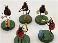 Lot of 5 miniature ladybug band figurines