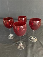 Lot of 8 beautiful red glass bowl clear stemware