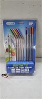 NEW Stainless Steel Straws w/ Silicone Tips