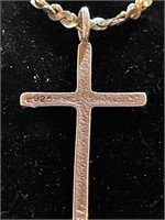 Antique sterling silver necklace and cross