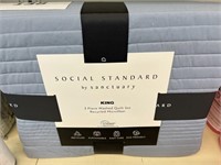 Social Standard King 3 pc quilt set