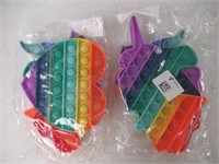 (2) Pop Fidget Toy Set, 3pc, Rainbow, Heart